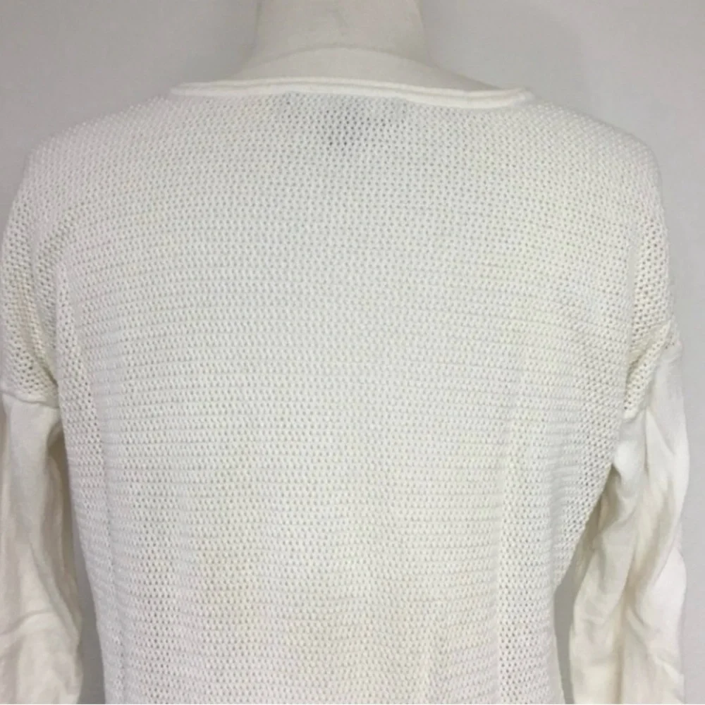3/$25 Banana Republic Women Cream Perforated Back Knit Sweater Size Small Preppy